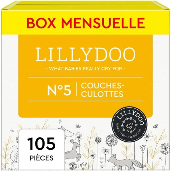 Lillydoo Blöjor med byxform, Storlek 5 (12-17 kg), Paket med 5 x 21 Blöjor (105 Blöjor med byxform), MÅNADSFÖRPACKNING (FSC Mix)