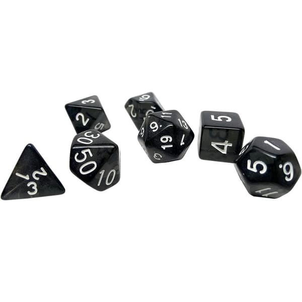 7-pakning terninger til Dungeons and Dragons (Svart)