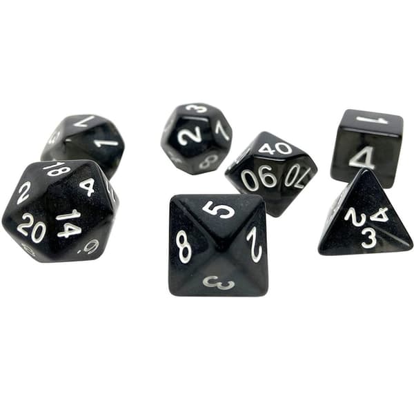 7-pakning terninger til Dungeons and Dragons (Svart)