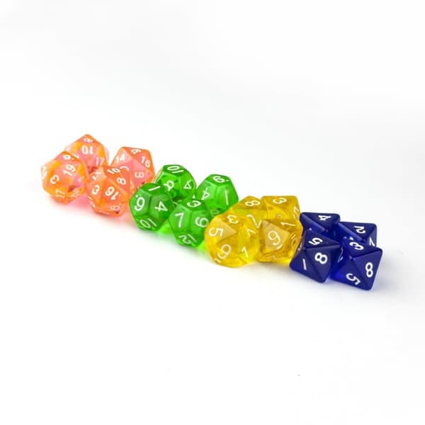 16-pakning med terninger til Dungeons and Dragons