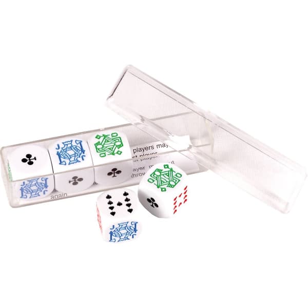 5 terninger poker 16 mm i æske