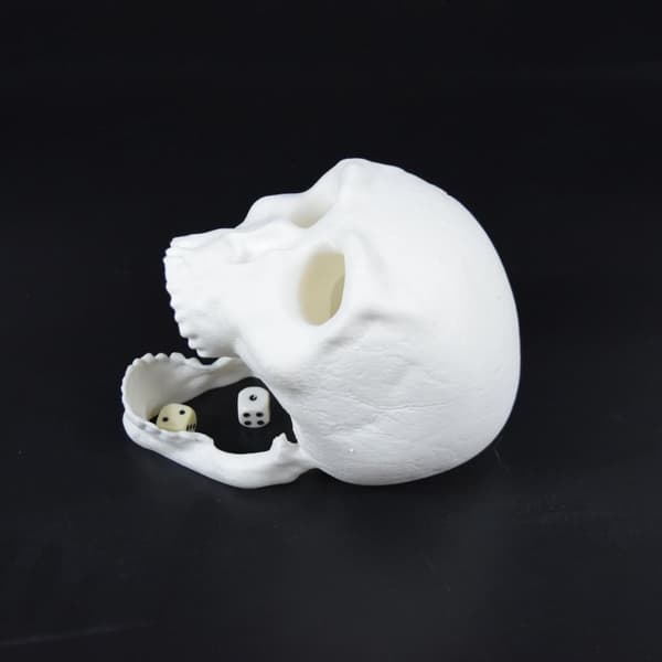 Skull terningtårn turbasert spill/dekorasjonsskjelett Hvit One-size