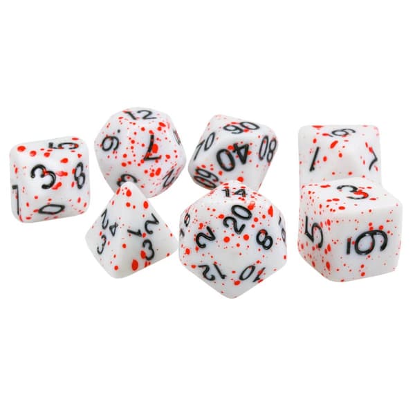 7x Terninger til Dungeons & Dragons (DnD) - Hvid/Rød