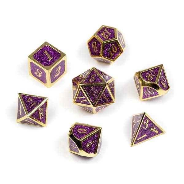Tärningar - Gold Series: Purple Glitter