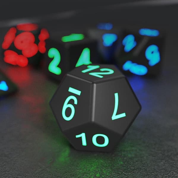 7 stk/sæt LED-lysende terningpolyhedron terningespil Festterninger