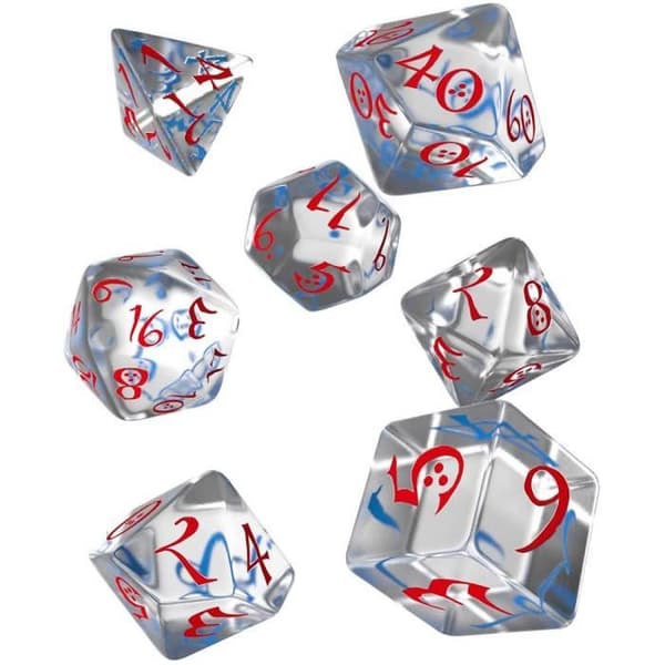 Q Workshop Classic RPG Transparent Röda Alv Tärningar Set om 7