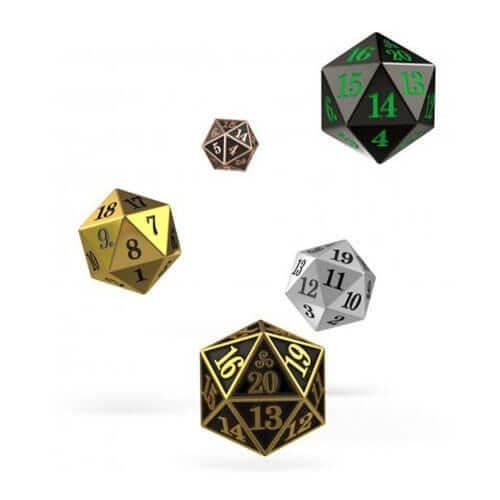 D20 Spindown-tärning 22mm Set med 5 st - Metallurval