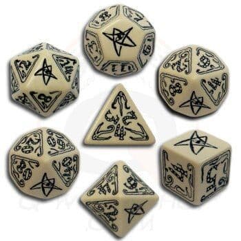 Tärningsspel - QWORKSHOP - Cthulhu Tärningsset Beige och Svart - För Barn - 14 år och äldre - Unisex