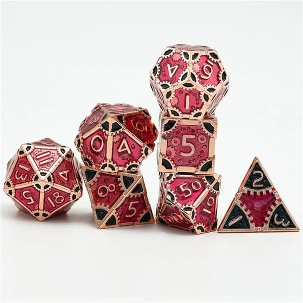 A Role Playing Dice Set Metallic - Steam Punk Red/Black