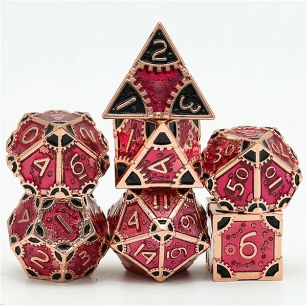 A Role Playing Dice Set Metallic - Steam Punk Red/Black