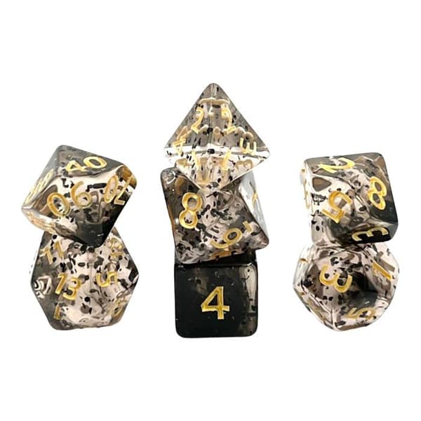 Des - Dice4friends-spel - DIC37392 - Set med 7 konfettikuber: Black Sulphur (Black Sulphur (7)