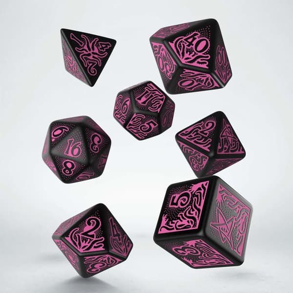 Des - des Q verkstadsspel - SCTR3PQWS - CTR3P - Call of Cthulhu 7:e upplagan tärningsset Svart - Magenta (7)
