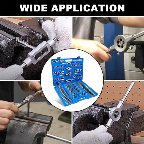 Tap och Die Set, 110 Delar, Metriska Storlekar M2-M18, Hållbar Konstruktion