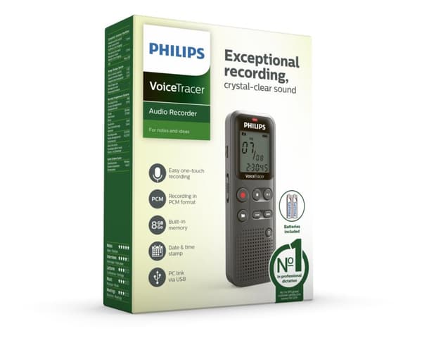 Philips VoiceTracer ljudinspelare, DVT1120, memo-inspelare/diktafon