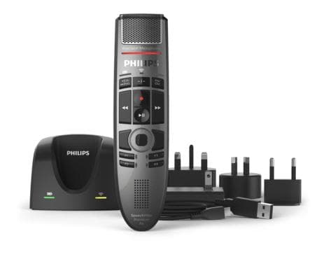 Philips SpeechMike trådløs dikteringsmikrofon SPM4000 | Mikrofon i studiekvalitet, berøringssensor, dockingstation, tabsfri taleteknologi