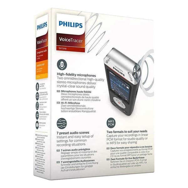 Philips DVT2110 VoiceTracer Äänitallennin musta/hopea