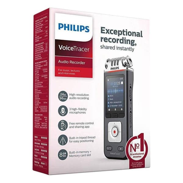 Philips DVT6110 VoiceTracer Äänitallennin musta/hopea