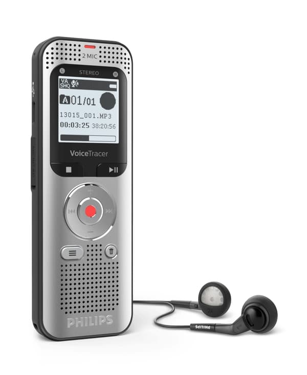 Philips Voice Tracer DVT2050 - ääninauhuri - 8 Gt - alumiininen vaalea hopea metallinen etuosa ja musta