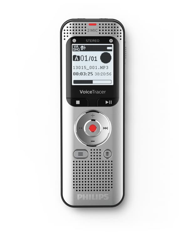 Philips Voice Tracer DVT2050 - stemmeoptager - 8 GB - aluminium lys sølv metal front og sort
