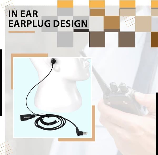 Retevis In Ear-headset med mikrofon, 2-stifts indragbar hörsnäcka Kompatibel Motorola etc Tvåvägsradio (5 st)