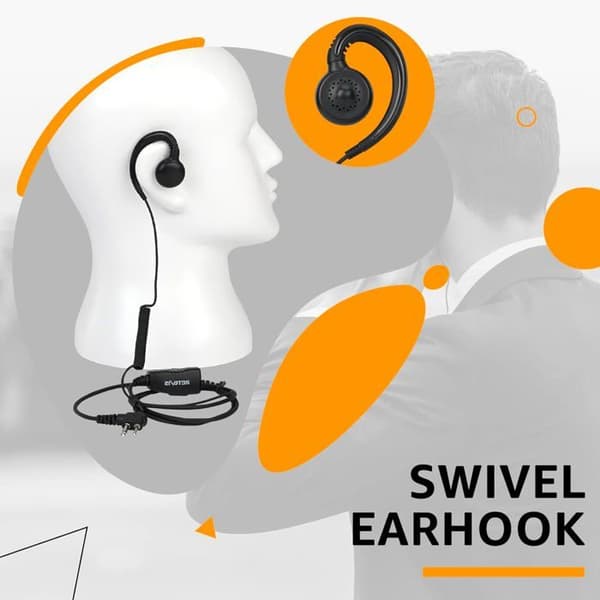 Retevis Walkie Talkies hörlurar med mikrofon kompatibel med Motorola MAG One A8 HYT etc 2 Pin C Shape Radio hörlurar