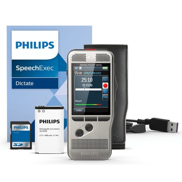 Philips DPM7200 - 8 GB digital röstinspelare med två mikrofoner och SD-kortplats (Kategori: Röstinspelare)