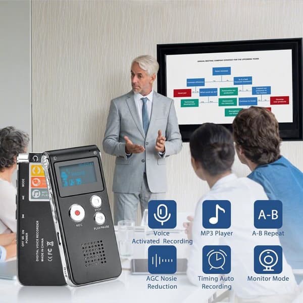 Digital voice recorder - COVVY - 16 GB - MP3 player - Voice activated - Portable