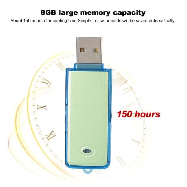 Tbest Enregistreur röst SK‑858 Mini Röstinspelare Digital 8 GB USB Nyckelinspelning för Möten Konferens