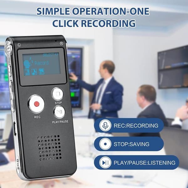 COVVY Digital Diktaphon Bärbar 16GB Ljudinspelare Ljudinspelare Diktaphon LCD Spelare MP3 Dictapho46