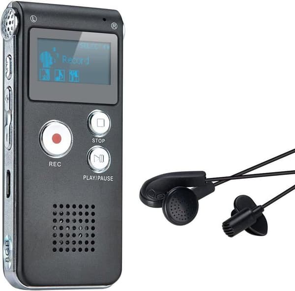 Diktaphon - Flerfärgad - 8GB - Röstinspelare - MP3-spelare - Bärbar