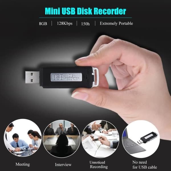Mini Portabel 8 GB U-disk Röstinspelare Audio Diktfon