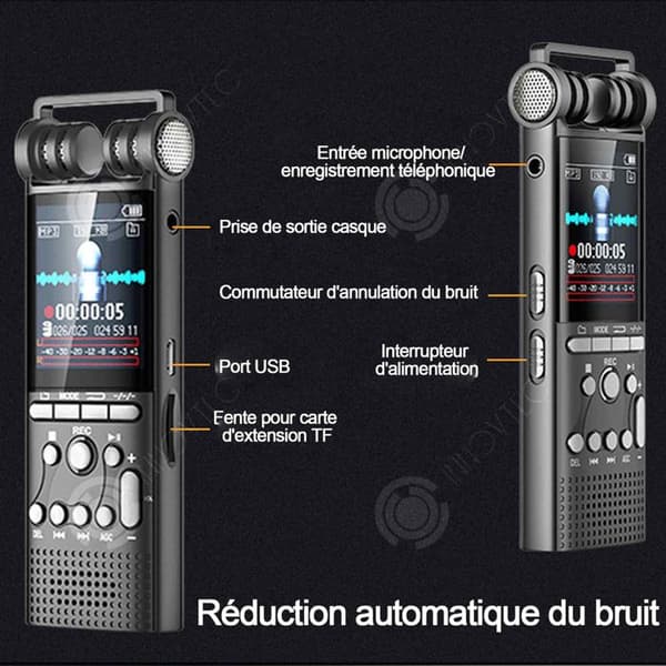 INN Digital röstinspelare 1536 kbps 8 GB automatisk brusreducering Dual Channel Dual Core tidsinställd inspelning