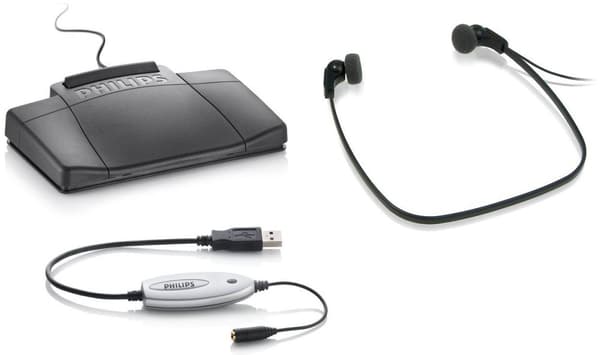 Philips LFH5220 Transskriptionssæt - Fodkontakt med USB-forbindelse, 4 funktioner, Stereoheadset - 3,5 mm jackstik, Ekskl. workflow software