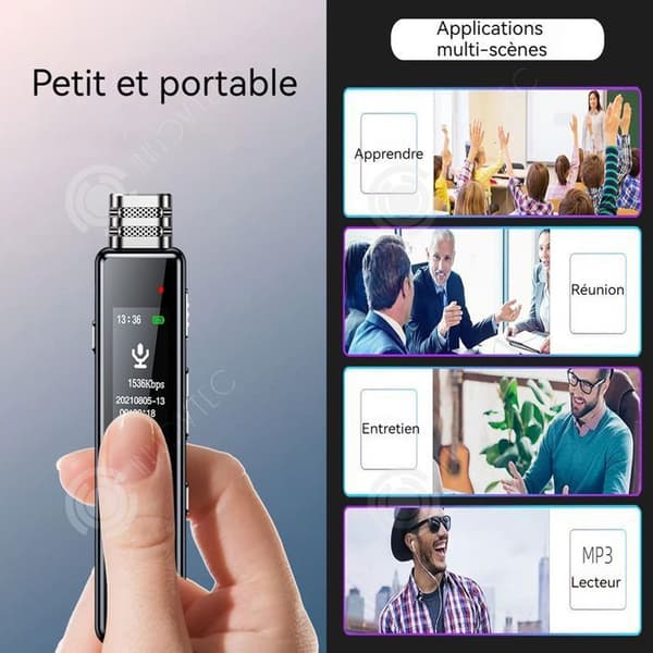 INN Digital röstinspelare 1536kbps 64GB automatisk brusreducering Dual Channel Dual Core tidsinställd inspelning
