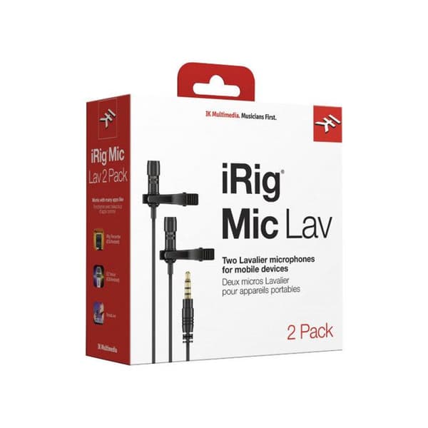 IK 2247294K10015 iRig Mic Lav DUAL Lavalier-mikrofon - rundstrålande kapsel - medföljer vindruta och klämma - 150 cm kabel ingår - co