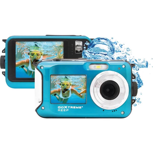 GoXtreme Reef Blue Digitalkamera 24 Megapixel Blå Full HD Video, Vattentät till 3 m, Undervattenskamera, Stöttålig, med