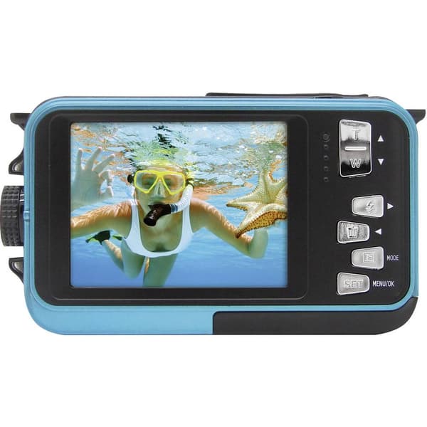 GoXtreme Reef Blue Digitalkamera 24 Megapixel Blå Full HD Video, Vattentät till 3 m, Undervattenskamera, Stöttålig, med
