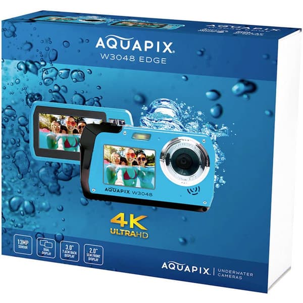 Aquapix W3048-I Edge Iceblue Digitalkamera 48 Megapixel Is, Blå Undervattenskamera, Frontdisplay