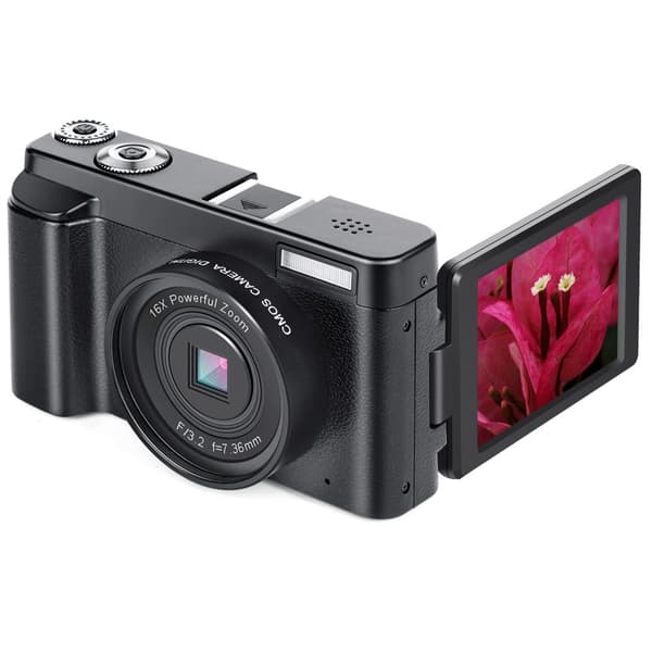 INF Digitalkamera 48 MP, 1080p HD, 16x zoom, flip screen Sort