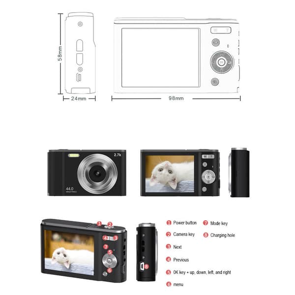 INF Digitalkamera 48MP 16x Zoom 4K Video Sort