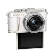 Olympus Compact Digital Camera E-PL10 Pancake Zoom Kit wht slv E-PL10 vit + EZ-M1442EZ silver - inkl. Ladda &amp;