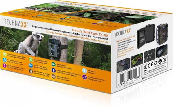 Technaxx TX-69 trådlös viltkamera FullHD 1920 x 1080 med mörkerseende och rörelsesensor, säkerhetskamera