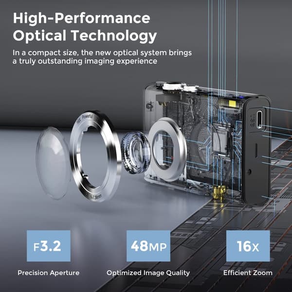 INF Digikamera 48MP 2,7K FHD 16X digitaalinen zoom 2,88 tuuman näyttö