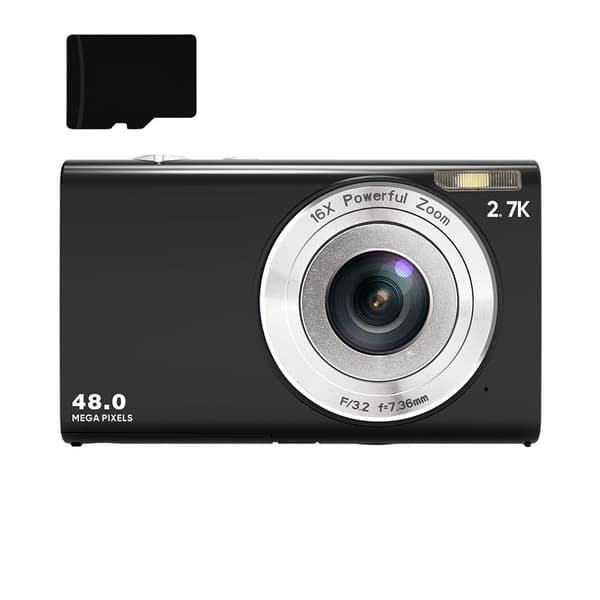 INF Digitalkamera 48MP 2,7K FHD 16X digital zoom 2,88-tommer skærm Sort