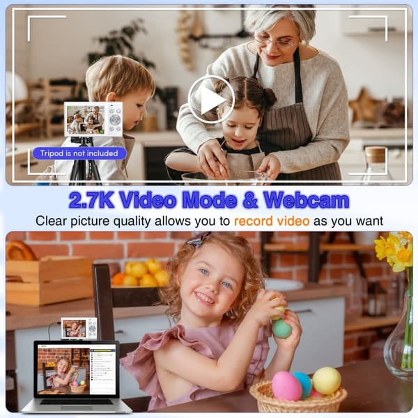 INF Digikamera 48MP 2,7K FHD 16X digitaalinen zoom 2,88 tuuman näyttö