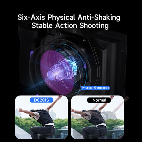INF Digitalkamera 5K/48MP/16X zoom/6-axis stabilisering 3,5" skärm WiFi