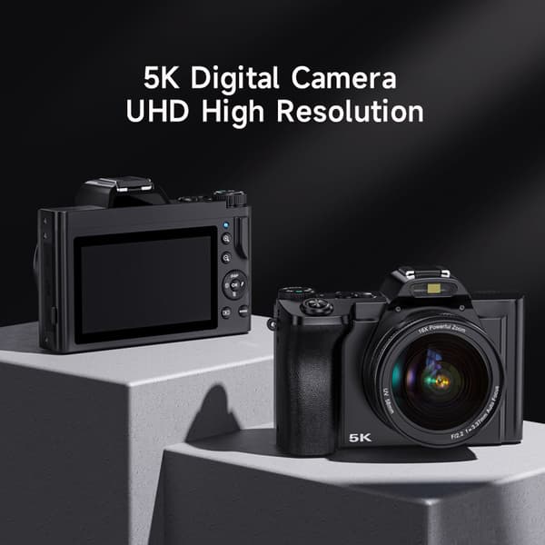 INF Digitalkamera 5K/48MP/16X zoom/6-axis stabilisering 3,5" skärm WiFi