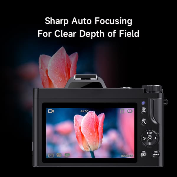 INF Digitalkamera 5K/48MP/16X zoom/6-axis stabilisering 3,5" skärm WiFi