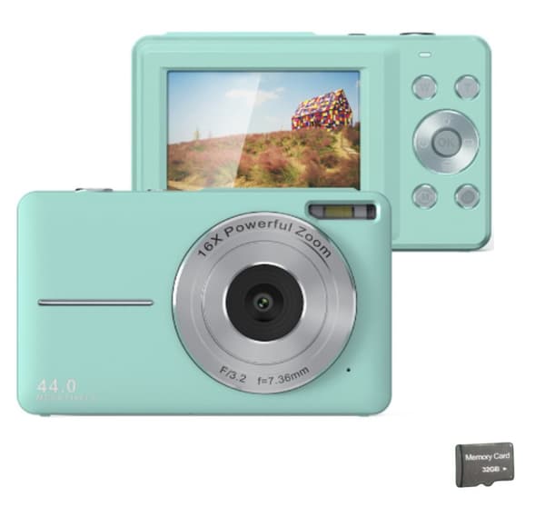 INF Digitalkamera 44MP/1080P/16X med digital zoom/fyldningslys/32GB kort