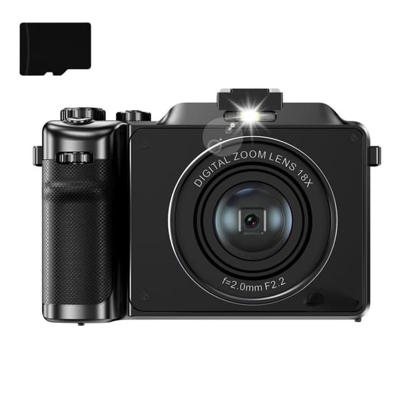 INF Digitalkamera 4K/48MP/18X digital zoom/autofokus/dobbeltkamera med 32GB TF-kort Sort